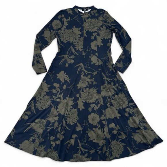 Me + Em Zip-Front Floral Fit and Flare Maxi Dress, Black and Green, size 12 - Picture 2 of 7